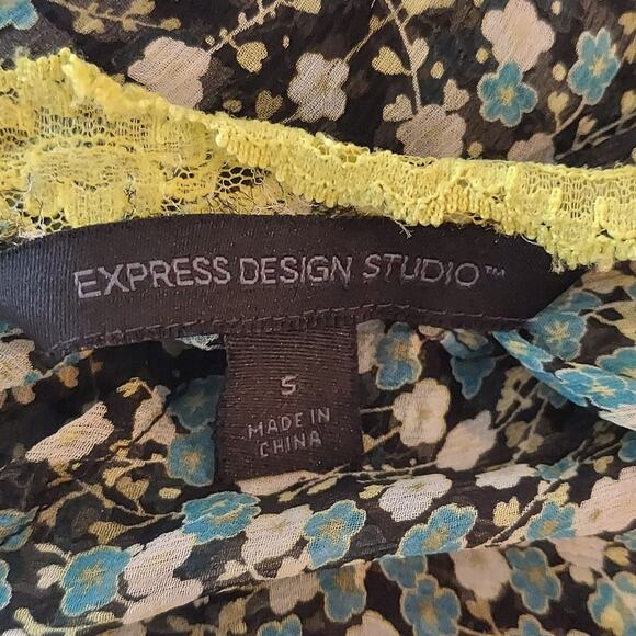 Vintage Express Sheer Cami Mesh Babydoll Tank Silk Ditsy Floral 90s Y2K Fairy - Picture 6 of 7